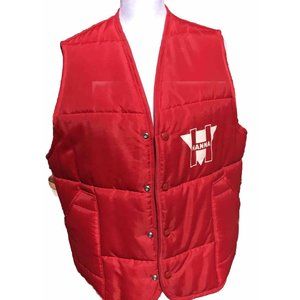 Vtg 70s Retro Puffer Vest Mens King Louie M 40 42 Red H Hanna Snap USA Work HTF